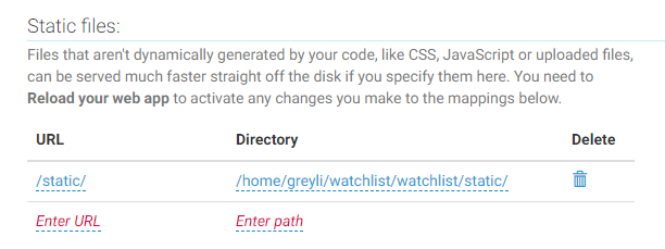 Static file settings